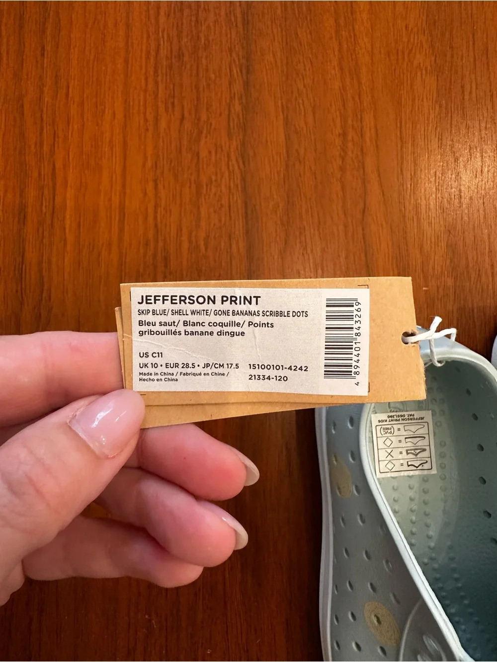 NWT Native Jefferson Slip-On Kids Shoes in Light Blue with Light Yellow Dots